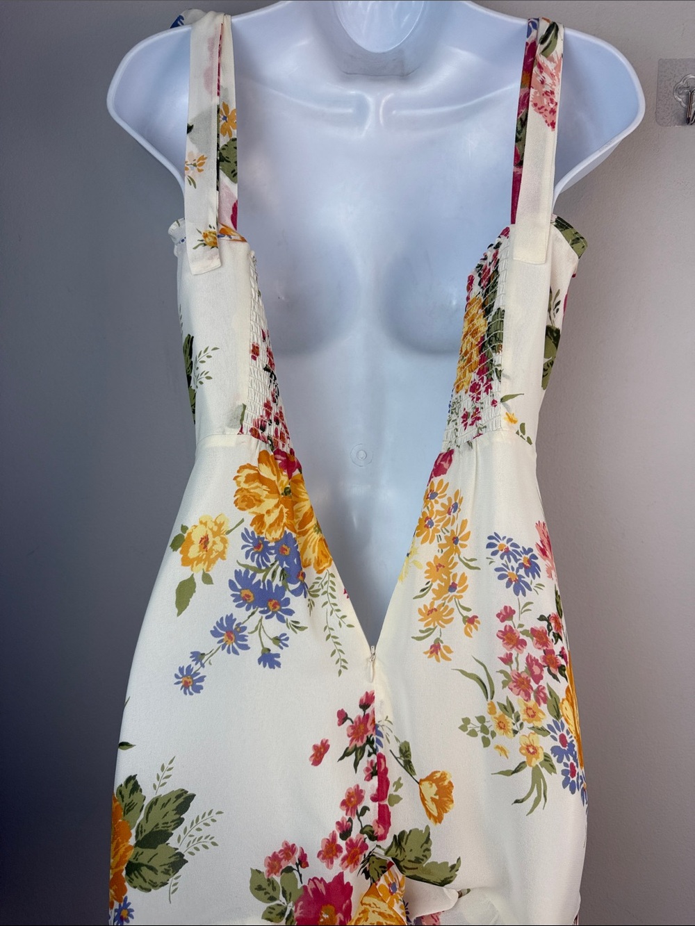 Reformation Christine Floral Bouquet Mini Dress Tie Shoulder Strap Ruffle Size 0 - Picture 15 of 16